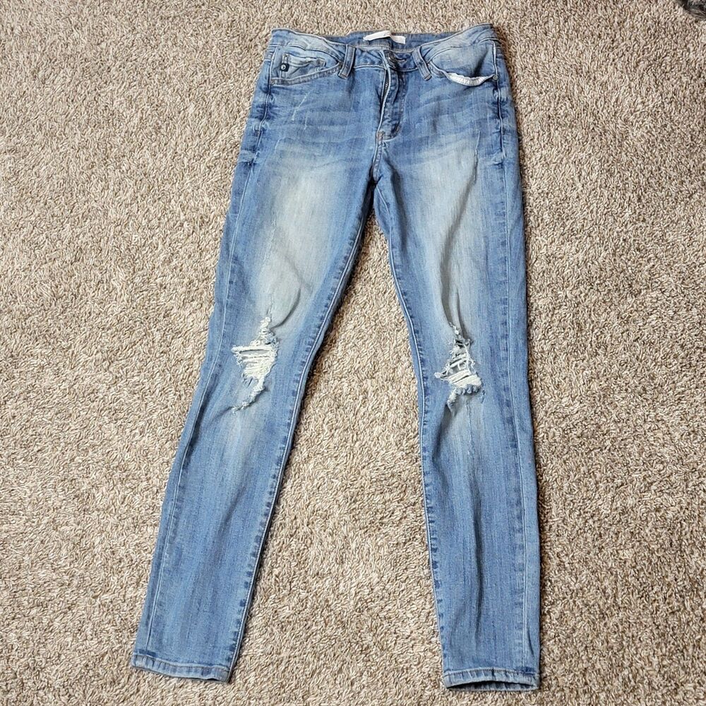 KanCan Women's Size W7 / 27 Skinny Jeans Light Wash Distressed Denim KC6012N